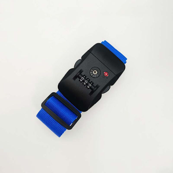 Global Travel Accessories - Matkalaukkuhihna integroidulla 3-numeroisella TSA-yhdistelmälukolla, 185 cm, Sininen Midnight Blue