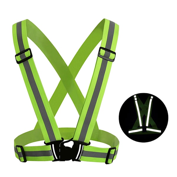 Reflekterende sikkerhedsvest (1 stk.), justerbar vest med høj synlighed og armbånd til natløb, cykling, gåture, jogging og elektriske løbehjul.