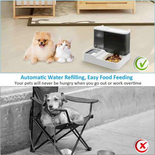 Outamatör Automatisk Kattmatare Set Kattmat Vattendispenser för små hundar Husdjur, Auto Gravity Resor Djurmat Vattenskål Stor matningsvatten