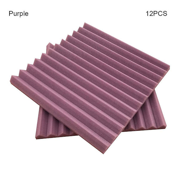 12 st ljudabsorberande bomull triangulära spår akustisk ljudisolering isoleringsskumskivor matta ark Purple 30*30*2.5CM
