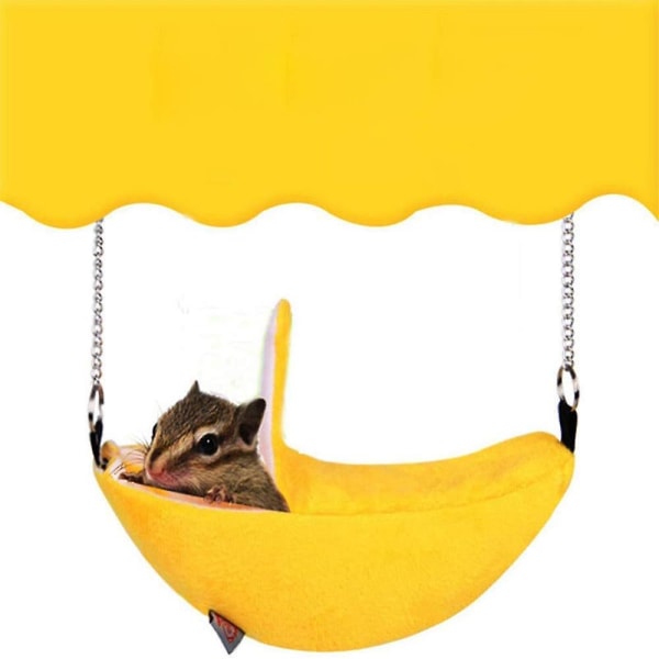 Hamster hängande hus hängmatta banan design bomull bur sovande bo lämplig liten hamster gunga Yellow