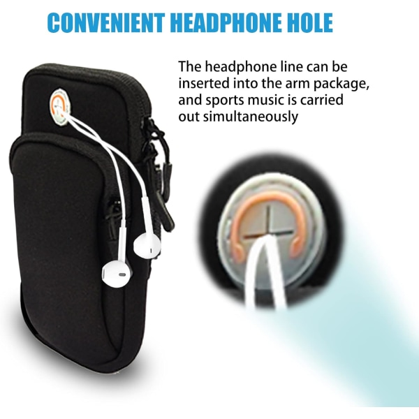 Ett stycke (musikersvart) Running Armband Telefonhållare, Rem för telefonlöpning, Mobil Armband Bag, Kompatibel för iPhone XS MAX XR 12/11/8/7 Plus,C