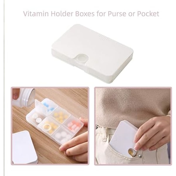 3 delar bärbar organizer, 6 fack Case för handväska eller ficka - Liten pillerlåda Dispenser Hemresetilläggshållare för att hålla M