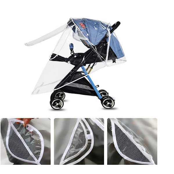 En styck medelstorlek - U-dragkedjeöppning - svart kant (passar barnvagnar 4~11KG) Universellt regnskydd för barnvagn, sittvagn, sulky, barnvagnsinsats, Baby Trave