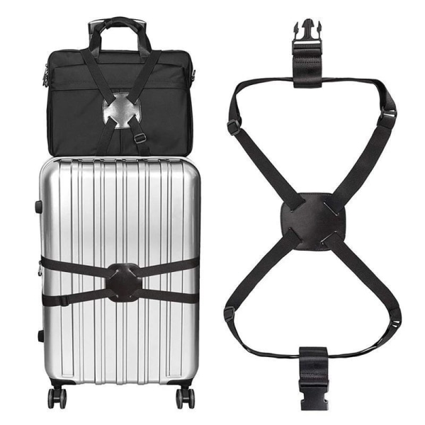 Justerbar elastisk resväska rem resväska bälte med spänne resväska resetillbehör för säker stängning, svart