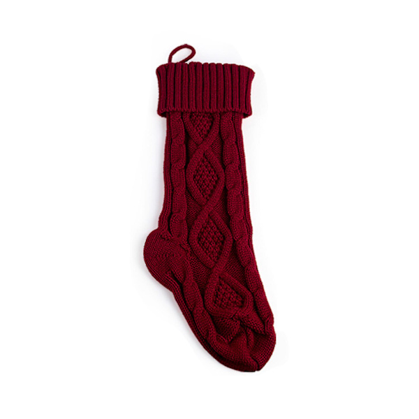 Stickad Julstrumpa Presentpåse Juldekorationsmaterial Godisstrumpa Red