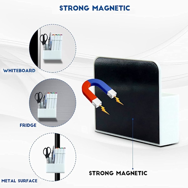 2 st magnetiska pennhållare, magnetiska markörhållare, pennhållare magnetisk pennhållare, pennhållare magnetisk pennhållare organizer, lämplig för Sch