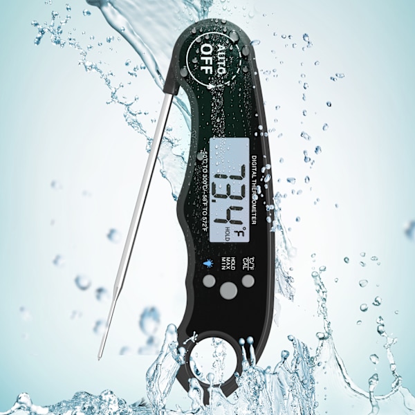 Kötttermometer, omedelbar avläsning matlagnings termometer, digital mat termometer, bakgrundsbelyst LCD-skärm hopfällbar lång sond & automatisk på/av, perfekt för kök