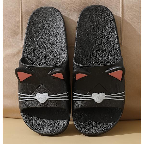 Svarta hemmtofflor för barn och pojkar flickor flip flops sommarslippers badskor kvinnor män pool strandsandaler40-41EU