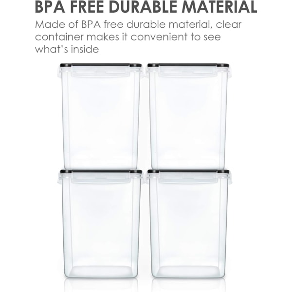 Stora matförvaringsbehållare 5,2L / 176oz,4 stycken BPA-fri plast Lufttäta matförvaringsbehållare för mjöl exklusive andra föremål, socker, bakning Su