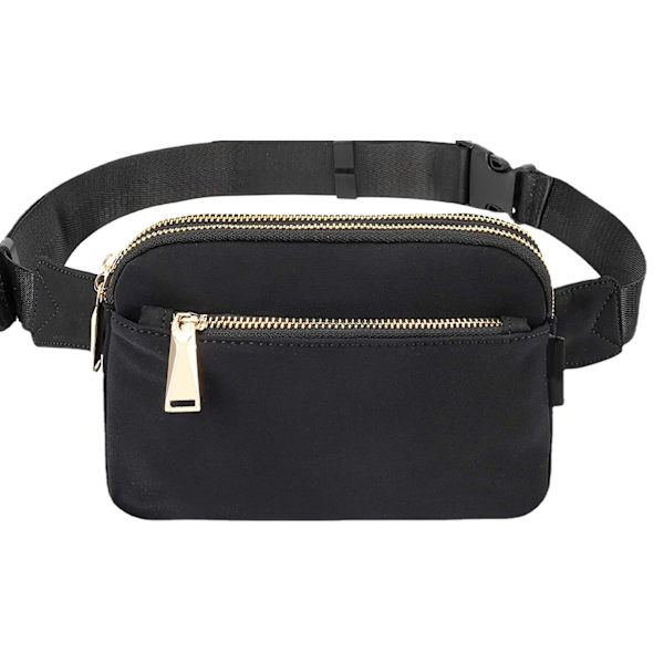 (Svart) Magväskor för Kvinnor Män, Svart Crossbody Magväska, Bältesväska med Justerbar Rem, Trendig Midjeväska för Utomhusbruk/Träning/Resor/Vardag