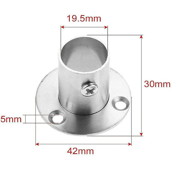 304 Ruostumaton teräs korkea jalkalaippaistukka (2 kpl) 19mm