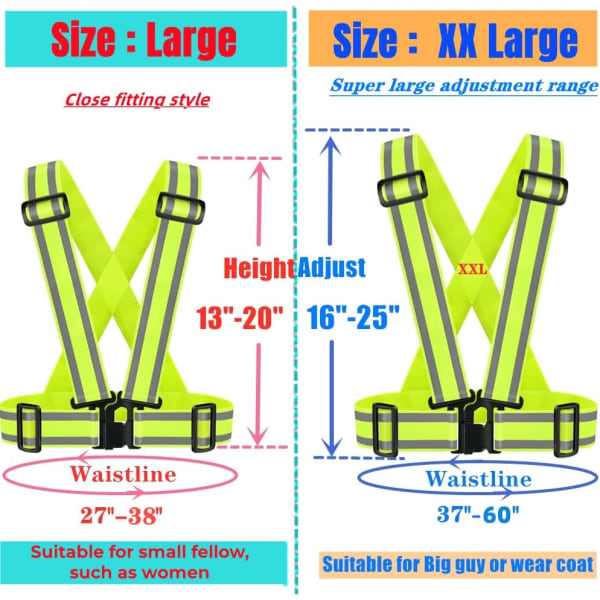 2-pack Högvisande Reflexväst | Lättviktig, Justerbar & Elastisk | Hi Vis Löparutrustning för Jogging, Promenader, Cykling, Byggnadsarbetare