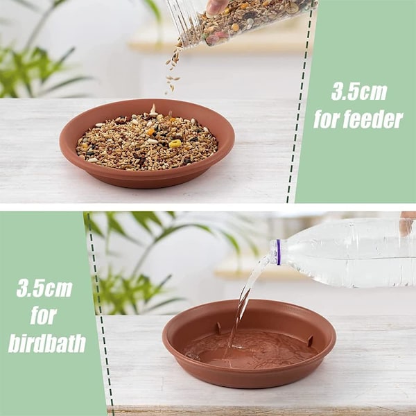 2 STK Fuglebader, Udendørs Fuglefoder og Fuglebad, Brun Altan Fuglebader, Vildtfuglefoderdispenser, Fuglebad,