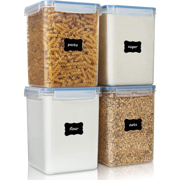 Stora matförvaringsbehållare 5,2L / 176oz,4 stycken BPA-fri plast Lufttäta matförvaringsbehållare för mjöl exklusive andra föremål, socker, bakning Su