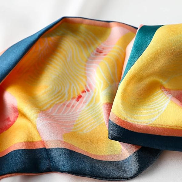 Smal simuleringsscarf med rosa blommor, 15 * 145 cm damhalsduk, vårscarf i satin, sommartryckt scarf, flickpresent