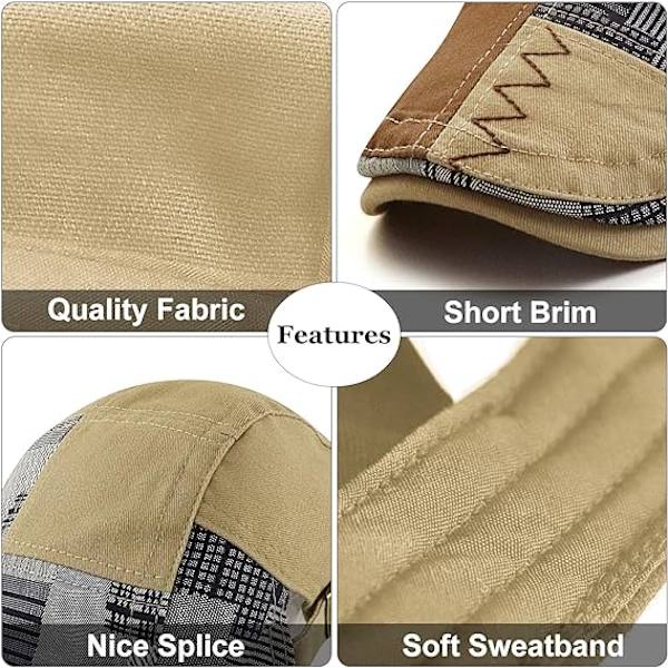 Herr Vintage Flat PU Läderhatt, Justerbar, Höst/Vinter, Etnisk Anka Tunga Hatt, Beige
