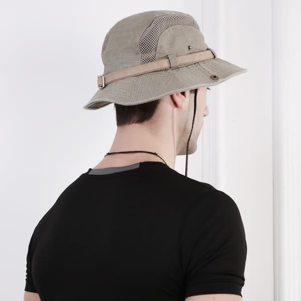 Brodert bomullshatt for menn, solbeskyttelse, bredbremmet, sammenleggbar hatt