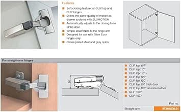 Clip-on Soft Close Dæmper til Hængsel x 1 Pakke