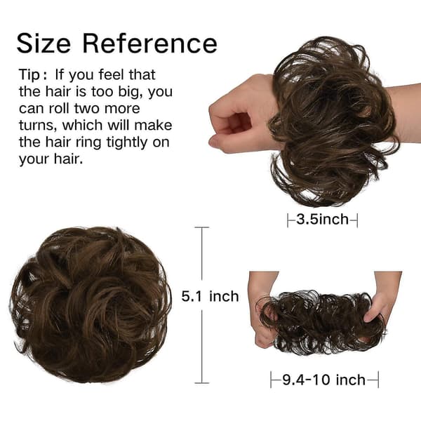 Scrunchie Hårknute Oppsatt Hårstykke Hårbånd Hestehale Extensions Hår Natural Black
