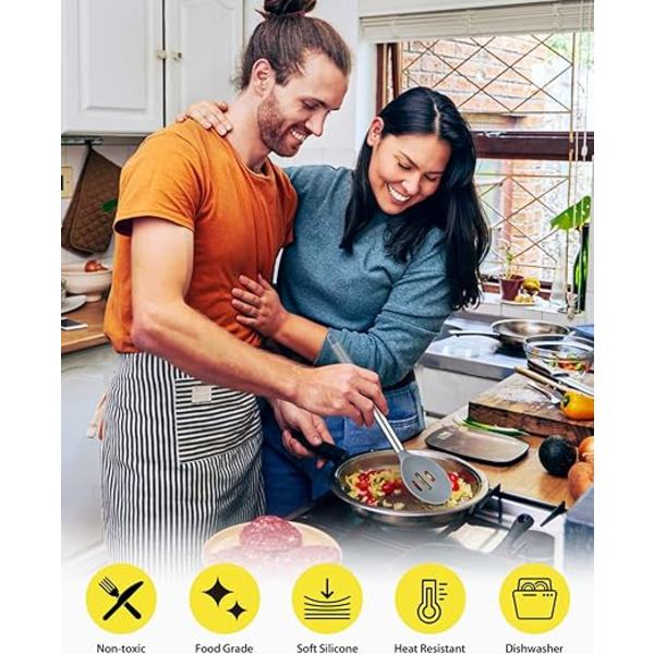Set med 1 silikonslevar, solida slevar med slits, non-stick BPA-fria värmebeständiga köksredskap för soppa, servering, avrinning, omrörning
