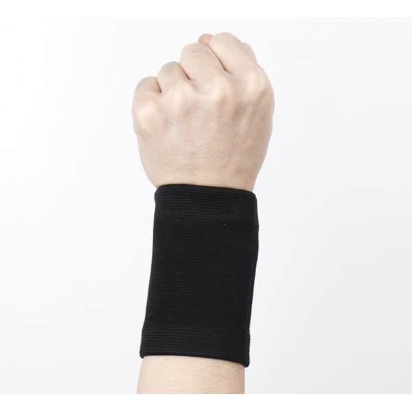 1 par träningshandledsskydd, svart polyesterfiber utomhussporter superelastisk flexibel stickning handledssmärta lindring handledsskyddsskena stöd
