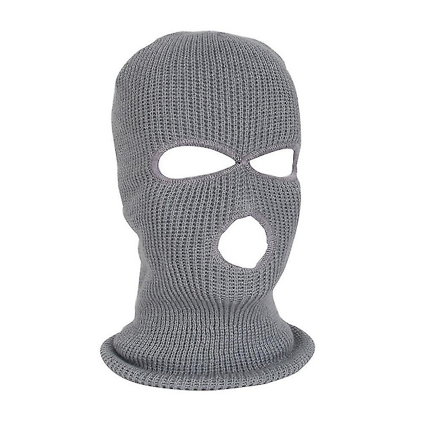 Kokokasvoinen hiihtomaski talvihattu Balaclava huppu pipo lämmin taktinen hattu 3 reikää gray