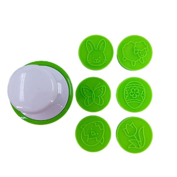 6 stk. DIY Kakeform Stempel Pregeform Kake 3D Kutter Kjøkkenverktøy green