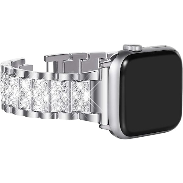 Glittrande silverrem kompatibel med Apple Watch-rem 42mm 44mm 45mm 49mm, lämplig för iwatch-serien 8/7/6/5/4/3/2/1/SE 2022/2020 glittrande cr