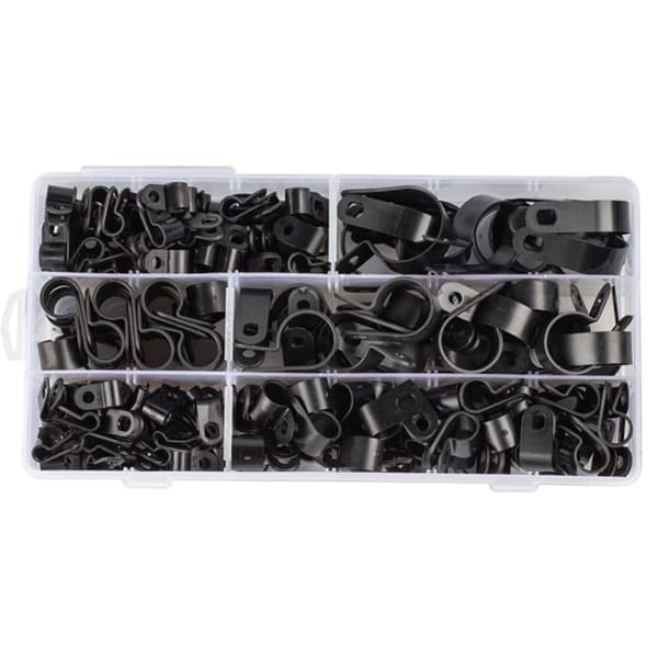 sourcing map 200 st Nylon R-typ Kabelklämma Organizer Sladdklämmor för Kabelhantering 5mm Svart CC-0.5