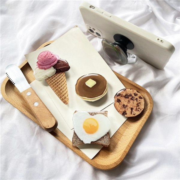 Infällbar smarttelefonhållare för krockkudde ( set i 4 delar, ost, kakor, rostat bröd, glass) - Tecknad krockkuddehållare akryllim, simulerad mat