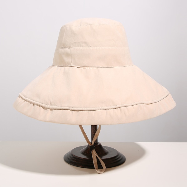 Beige fiskarehatt - Sommarhatt med stor skärm - Solskyddhatt för utomhusbruk - Resor - Strand
