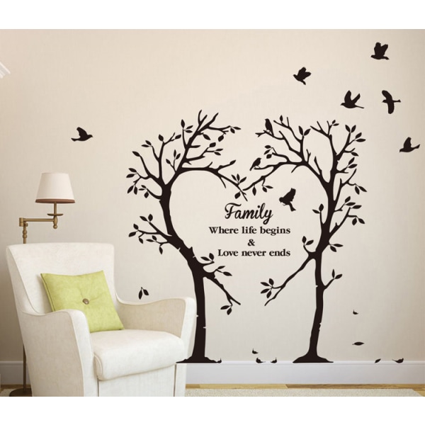 3D väggklistermärken kärleksträd akryl väggdekal fågelträd väggklistermärke sovrum vardagsrum romantisk familjeinredning kärleksträd målning DIY konst målad dek