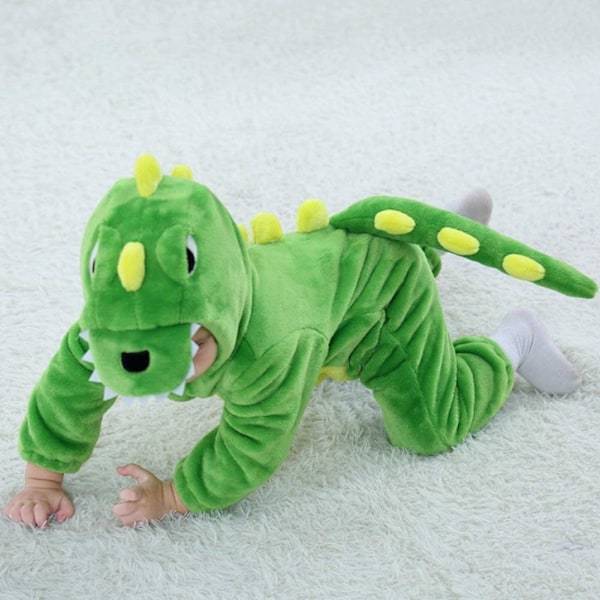 Baby Dinosaurie Kostym, (12 - 15 månader) Djurhuva Flanell Overall, Barn Overall, Karneval Kostym