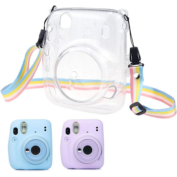 Mini 11 PVC Hard Case Cover for instax mini11 Kamera Reiseveske Cover med Avtakbar Stropp | Transparent Skimmer