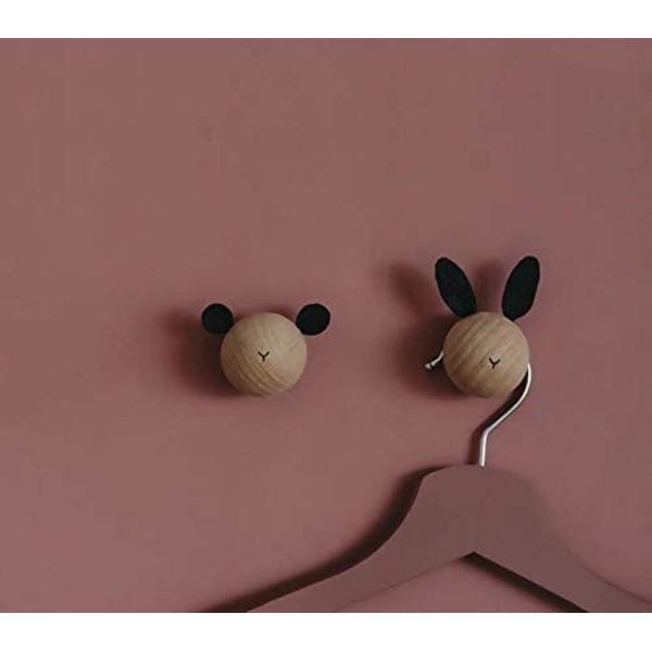 Barnväggklädhängare i trä, väggkrokar, väggklädhängare för att hänga väskor, handdukar och rockar, skandinavisk dekoration, modern design, 2-pack