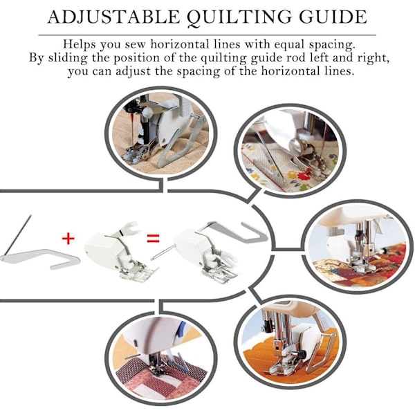 Tryckfot Tryckfot Symaskin Dubbelmatningsfot Overlock Tryckfot med Quiltguide Justerbar Overlock Tryckfot för Singer Broth