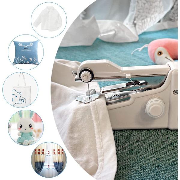 Mini Symaskin, Bærbar Elektrisk Symaskin for Hjemmebruk, Korte Turer, Barneklær, Bruk Trådløs Rask Reparasjon av Stoff, Enkel DIY