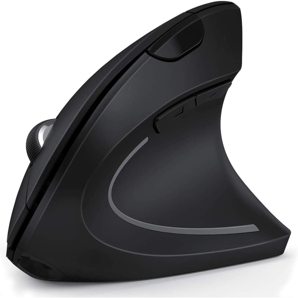 Trådløs mus, oppladbar, stille, ergonomisk med 6 knapper, 2,4 GHz USB, 3 justerbare DPI, for bærbar PC/PC/nettbrett/Ipad/Mac, svart
