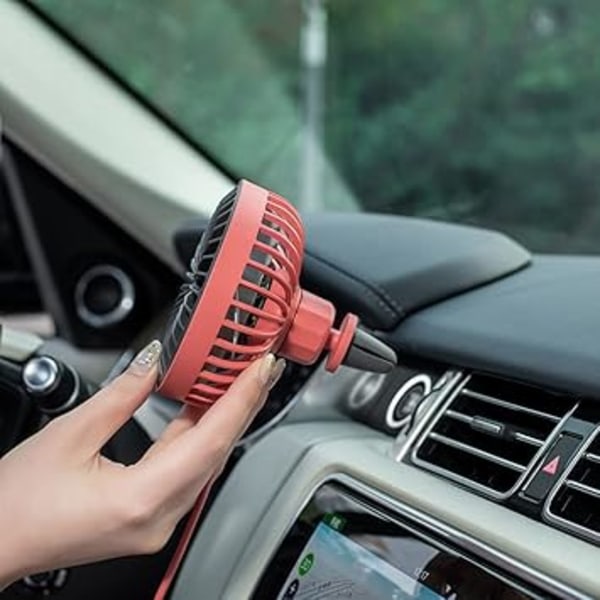 Mini USB-tuuletin, pieni hiljainen 3-nopeuksinen ilmavirta 360° kääntyvä auton tehokas jäähdytystuuletin autoihin, maastoautoihin, sedaneihin, keltainen