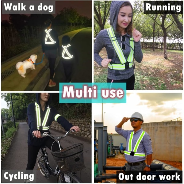 2-pack Högvisande Reflexväst | Lättviktig, Justerbar & Elastisk | Hi Vis Löparutrustning för Jogging, Promenader, Cykling, Byggnadsarbetare