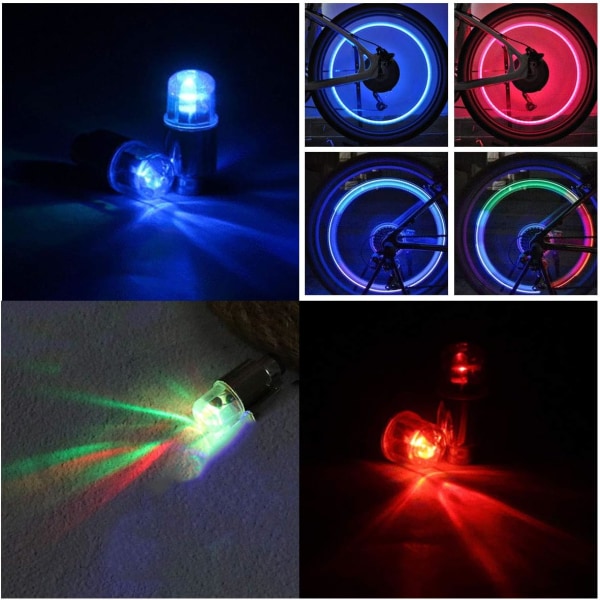 12 stk. LED Sykkelhjul Lys Dekk Dekkventilhetter Neonlys for Bil Motorsykkel Sykkel Miks 3 Farger