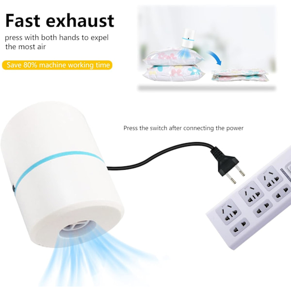 Bärbar elektrisk vakuumpump, 45W 220V elektrisk kompressionsvakuumpump, multifunktionell vakuumpump för resor, kläder, kuddar, filtar, gardiner, etc.
