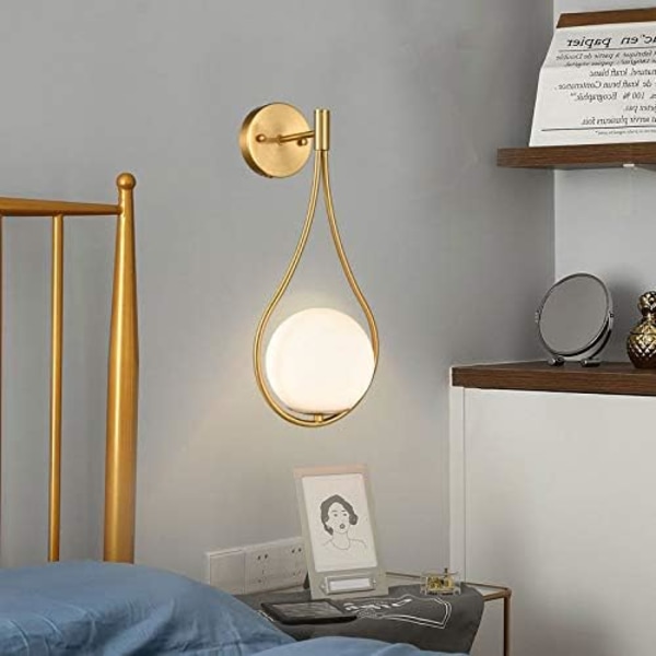 Mid-Century Globe Væglampe Moderne Vanity Væglampe Messing Finish (pære ikke inkluderet)
