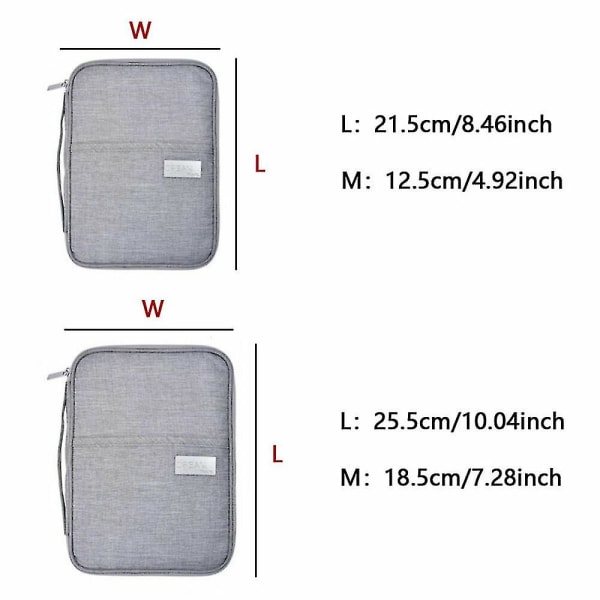 Familie Rejse Tegnebog Pas Holder Dokument Kort Pung Organizer Grey 21.5cm x 12.5cm