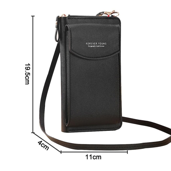 PU-Lær Blokkerende Crossbody Mobiltelefonveske for Kvinner Lommebok Black