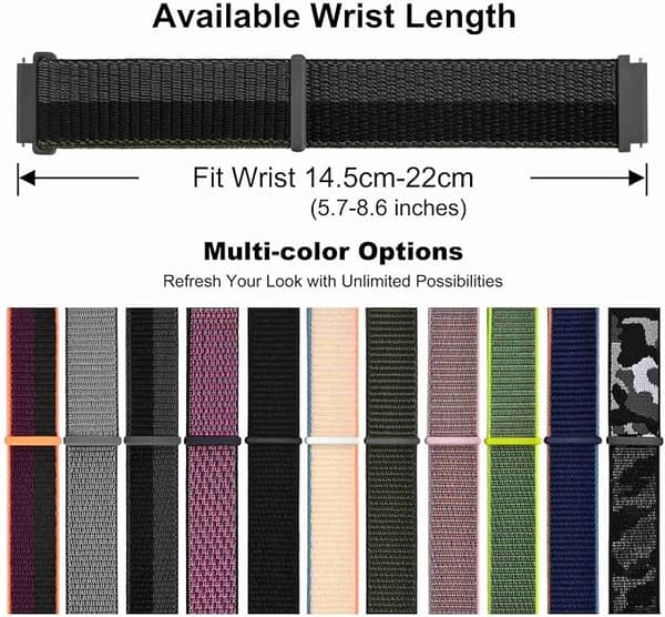 Sort/Grå 20mm Justerbare Nylon Urremme, Quick Release, Udskiftningsrem til Mænd og Kvinder, Rembredde