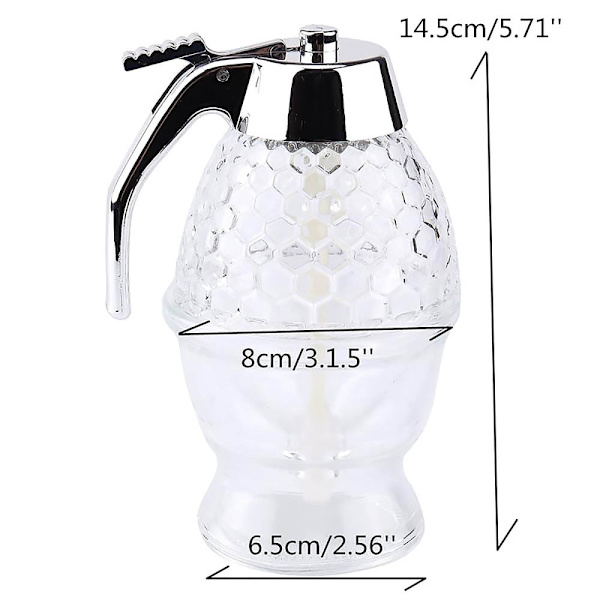 Honning Sirup Dispenser, 200ML Akryl Honning Dispenser Beholder Opbevaringskrukke Uden Dryp, Moderat Flow, BPA Fri