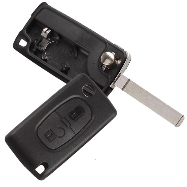 2 Knappar Nyckelskal Kompatibel CE0523 Fällbar Flippnyckel för Peugeot 207 307 308 407 408 3008 5008 Citroen C2 C3 C4 C5 C6 C8 (2 Knappar,CE0523)