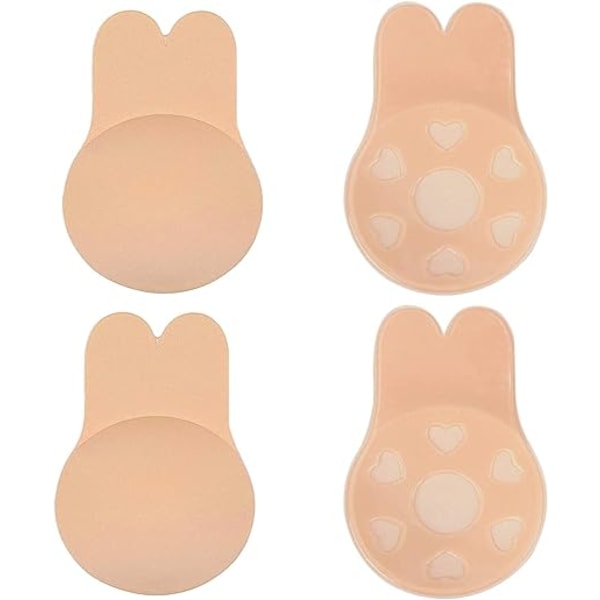 2 par Sticky BH, Breast Lift Adhesive BH, Osynligt silikon Återanvändbart överdrag utan bröstvårtor Beige